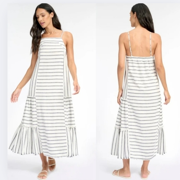 {Splendid} Linen-blend Thira Dress in Rasmus Stripe Size Small - Picture 3 of 14